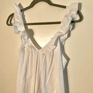 Long white maxi dress with ruffle straps